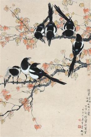 xu-beihong-七喜图-(seven-magpies)
